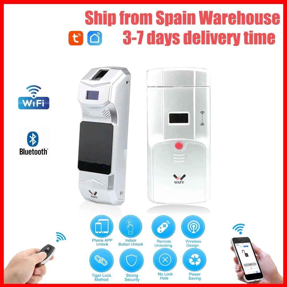 

WAFU 011A Smart Lock TUYA Wifi Door Lock For Bluetooth Fingerprint Lock Phone Remote Control Finger Touch Invisible Door Locks