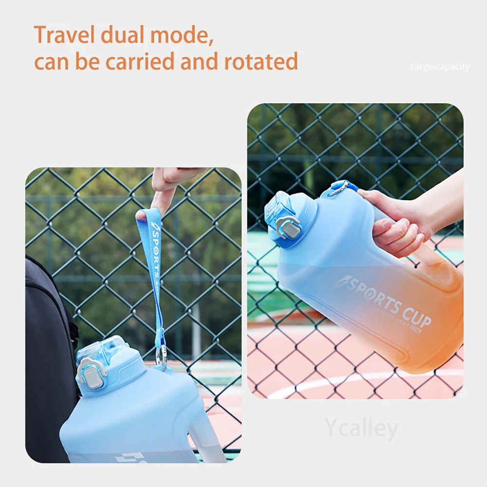 Спортивная бутылка для воды YCALLEY галлоновая фляжка 1500 мл 2300 3800 силиконовая солома