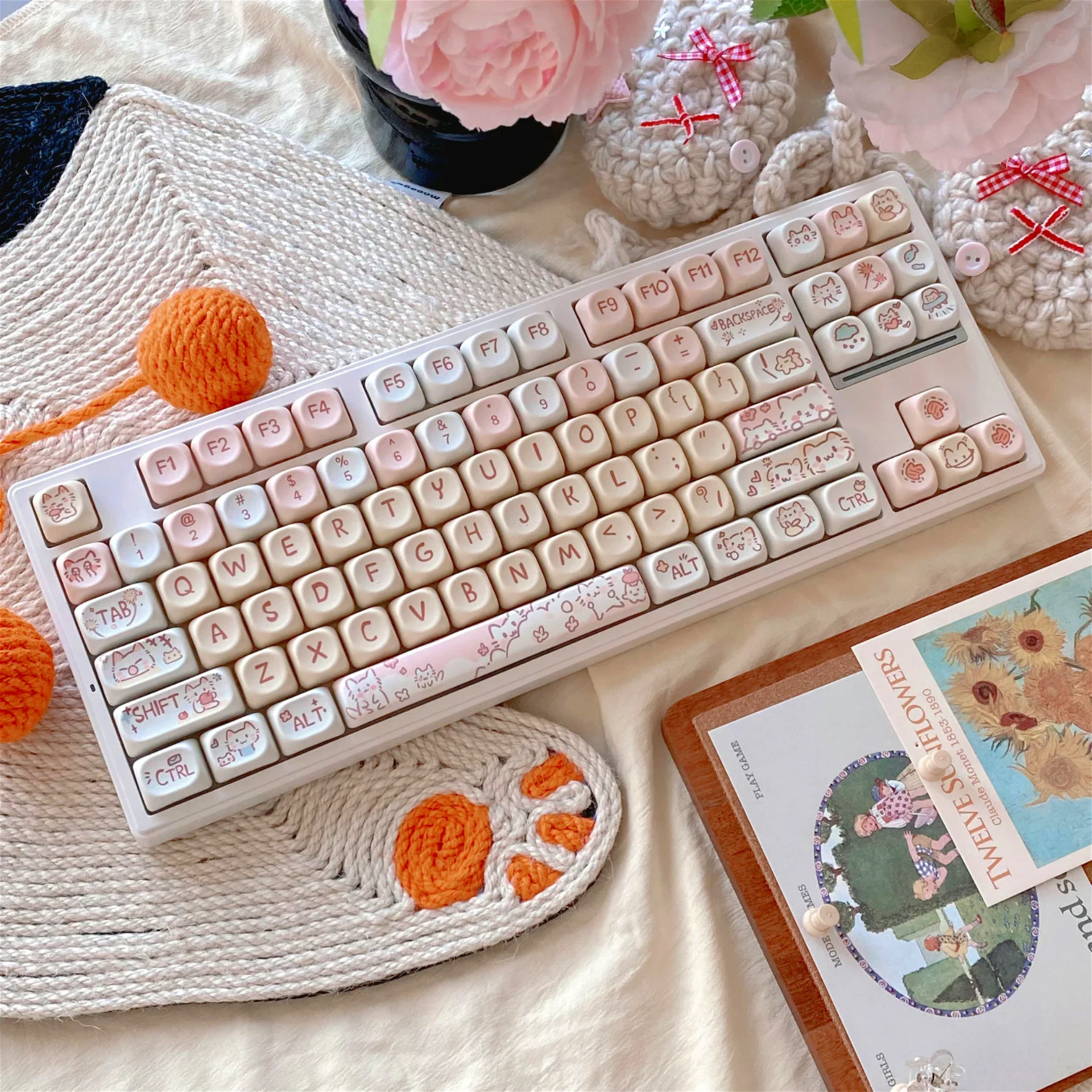 Набор колпачков для клавиш Pink Cat MOA PBT 131 клавиша Cute Pet MX Switch HI75 HI8 68 F99 104 64