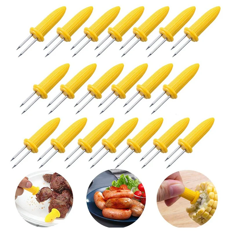 

Stainless Steel Corn Holders Fruit Forks Fork Camping Accessories Multi-Function Corn on The Grill Barbecue Tools Kitchen Gadget