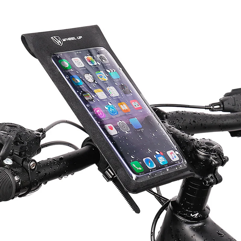 

WHEEL UP Bicycle Handlebar Adjustable Phone Storage Holder Bike Super Waterproof for Phones Smaller Than 6.7"