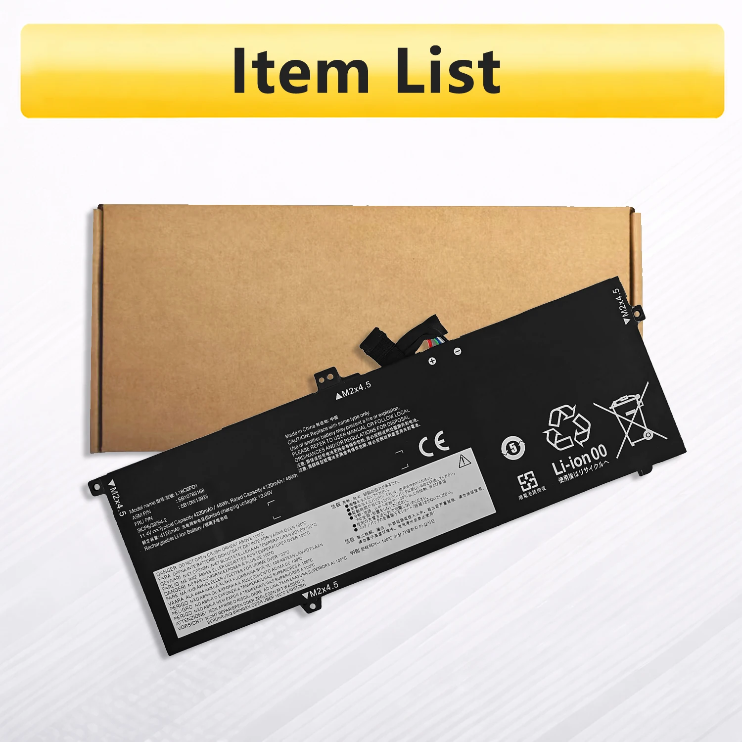 Аккумулятор PowerHub L18C6PD1 L18M6PD1 для Lenovo ThinkPad X13 X390 X395 SB10K97655 02DL017 L18M6PD2 02DL018 SB10K97657 02DL019 (art.: 3920d85b3b0c4) - 3920d85b3b0c4