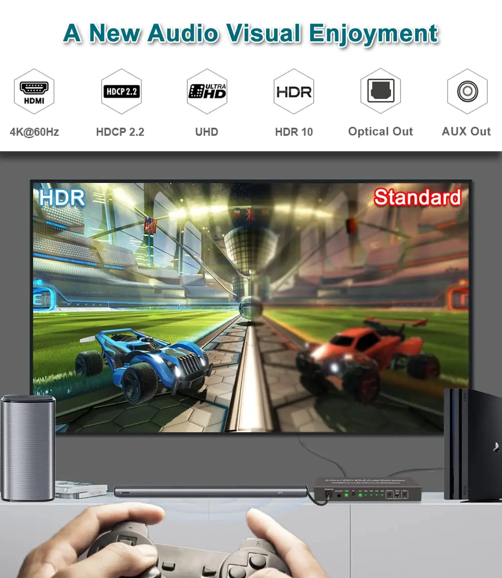 Выключатель Аудио HDMI 2 0 с дистанционным управлением 5 в 1 4K @ 60 Гц поддержка ARC HDCP HDR10