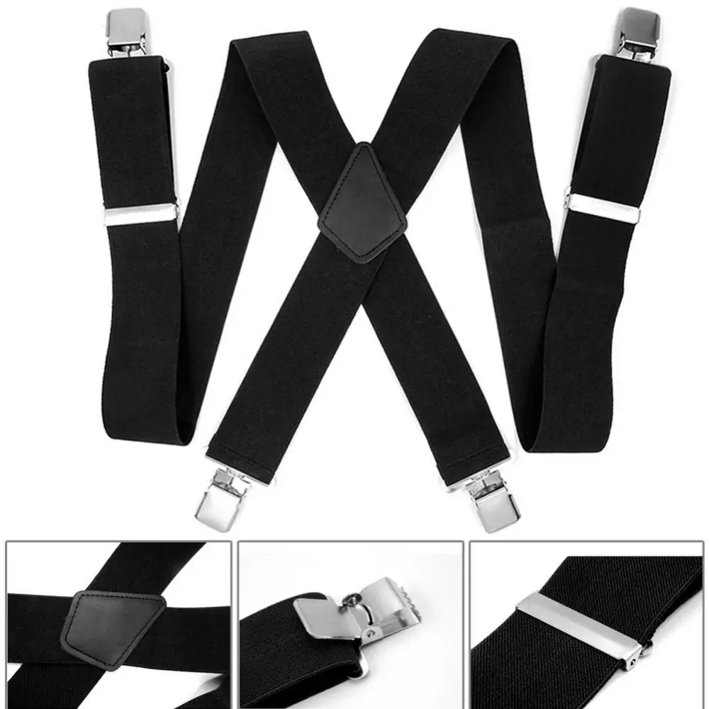 

Suspender Adjustable Brace Men Elastic Clip-ons X-Back Pants Wide Band Braces Strap