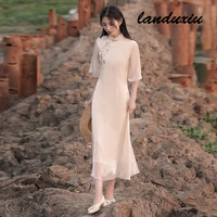 2022 the new aodai inverted big sleeve temperament girl can wear improved chinese style cheongsam everyday landuxiu