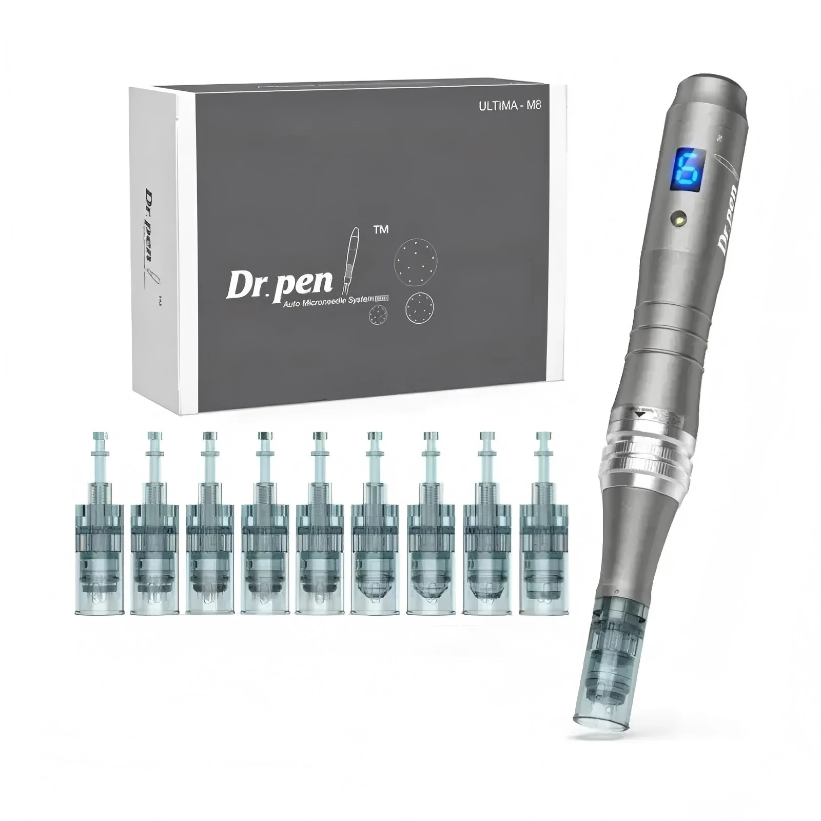 Фото Dr pen M8 Microneedling с 10-мя иглами, инструмент для ухода за кожей лица, беспроводная микроигольная роликовая ручка, косметическая машина для женщин и мужчин №1