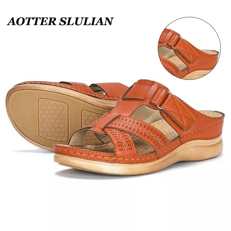 

Women Open Toe Flat Slippers Fashion Indoor Outdoor Low Heels Shoes Orthopedic Bunion Corrector Comfy Sandals For Female Ladies