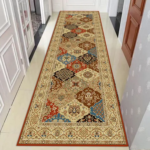 Коричневый коридор в богемном стиле, искусственный ковер для спальни, гостиной, Молитвенный Ковер в исламе, бархатный кухонный коврик с кристаллами для марокканской комнаты