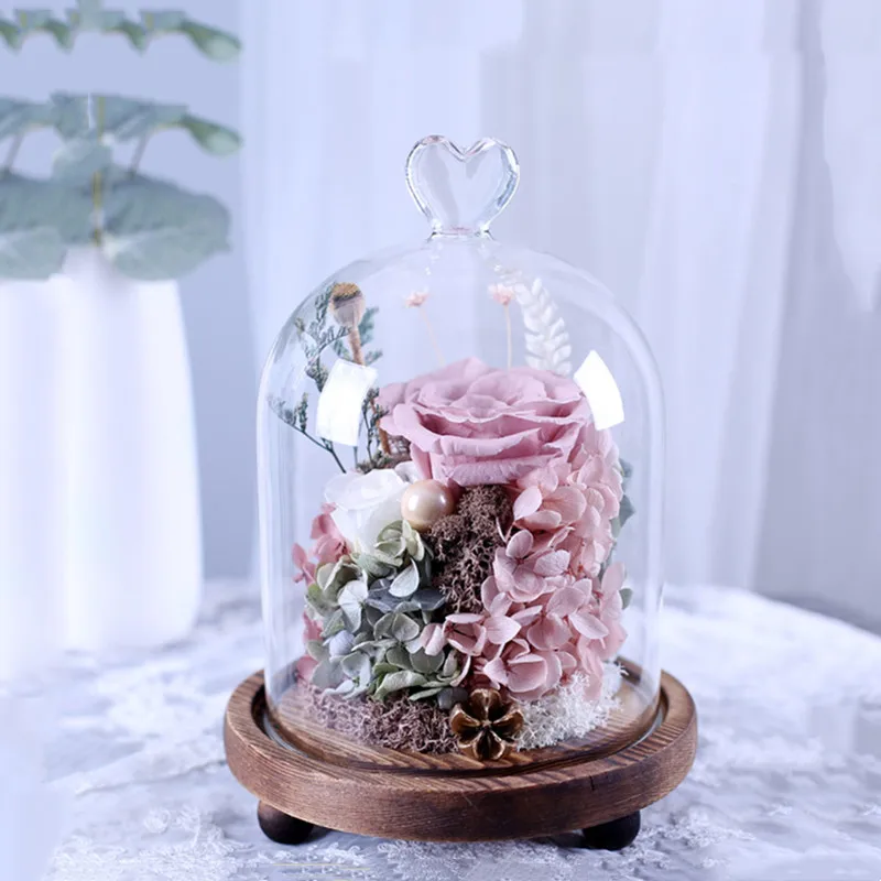 Стеклянная купольная ваза в форме сердца 12 х16 см