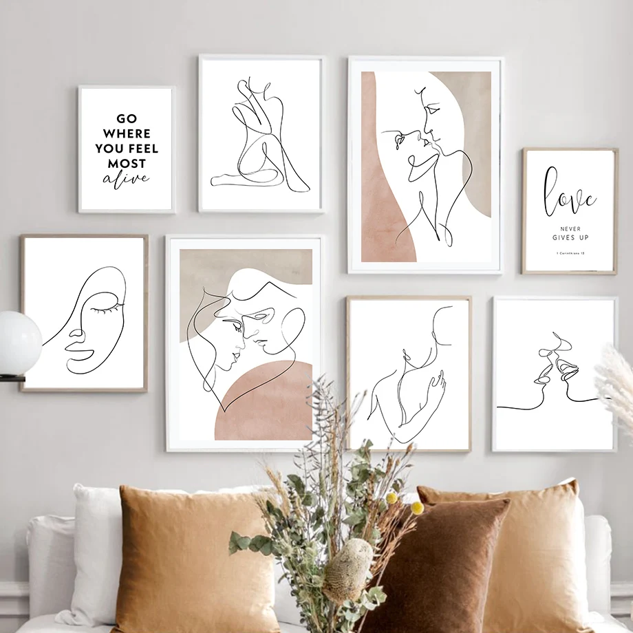 

Abstract Line Girl Face Lovers Wall Art Canvas Painting Nordic Aesthetic Posters And Prints Wall Pictures For Living Room Decor|