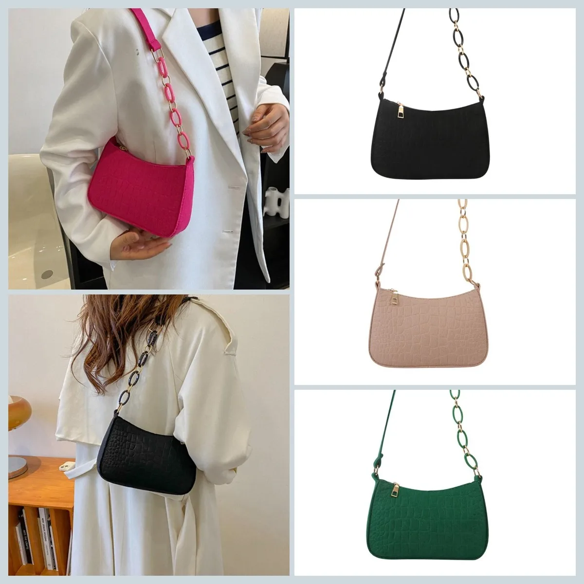 

2023 Retro PU Leather Women Subaxillary Bag Advanced Texture Armpit Handbag Totes Leisure Female Shopping Casual Shoulder Bags