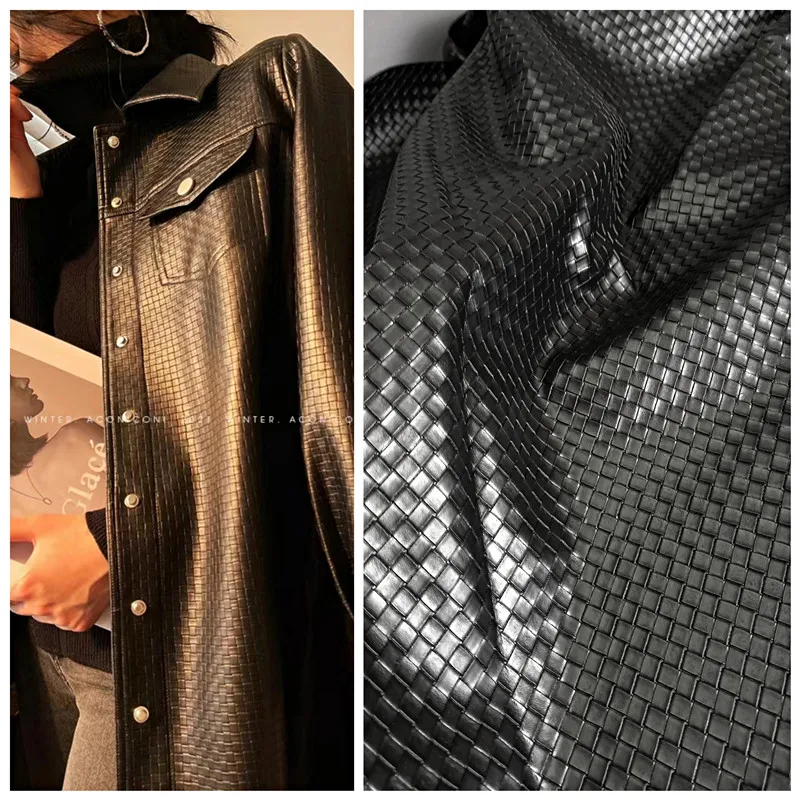 

Woven Mesh PU Leather Wear-resistant Fabric Bag Jacket Leather Jacket Stiff Wholesale Cloth for Sewing Meters Diy Material