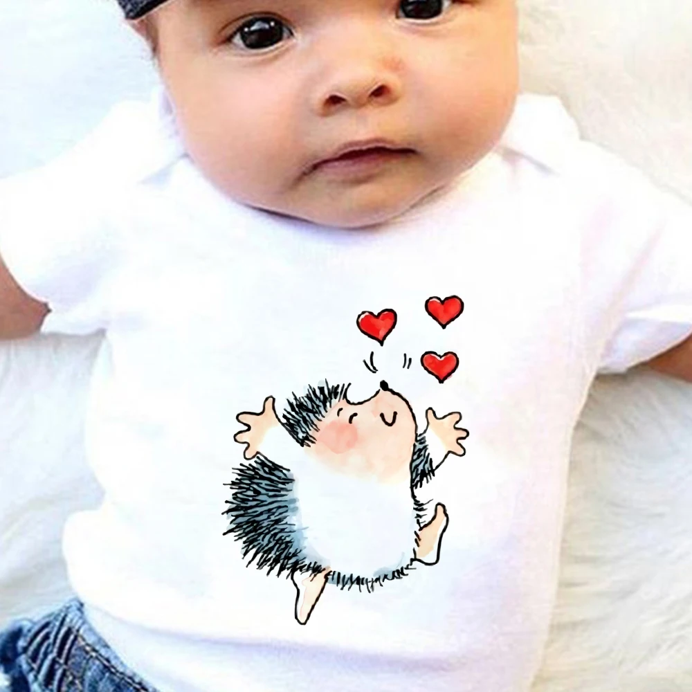 

Sweet Cute Hedgehog Love Print O-Neck Newborn Romper Fashion Casual Harajuku Four Seasons Baby Jumpsuit