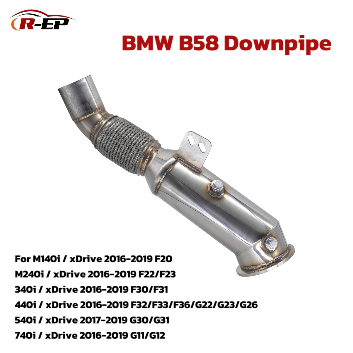 Фото Приемная труба BMW B58 для 340i 440i 540i 740i M140i M240i xDrive F20 F22 F23 Toyota Supra A90 A91 RHD LHD 4,5 дюйма Catless Down Pipes №1