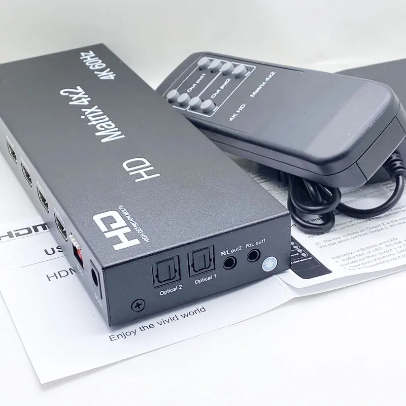 4K 60 Гц матрица 4X2 2 в 4 выходной сплиттер Переключатель HDMI-совместимый аудио