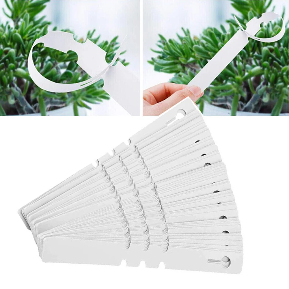 

200pcs Plant Labels Gardening Label White Flower Ring Set Waterproof Signs Flexible PVC Plastic Garden Tag Nursey Plant Marker
