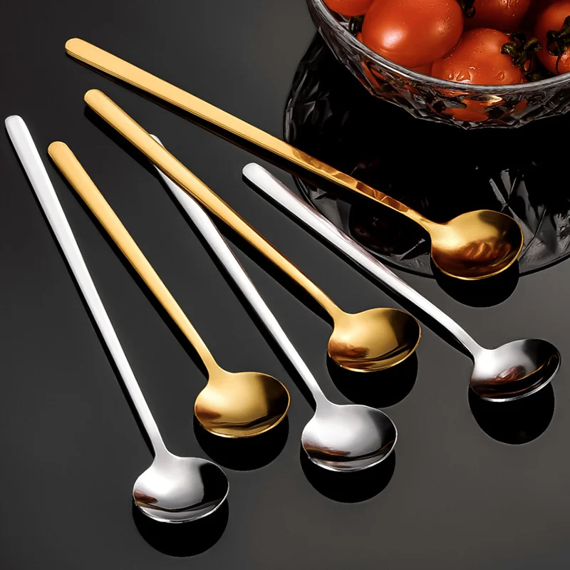 

304 Stainless Steel Coffee Spoon Round Head Spoon Korean Style Spoons Honey Dessert Gift Mixing Spoon