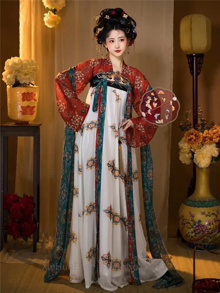 Оригинальное китайское платье ханьфу женское старое Тан восстановленная длина