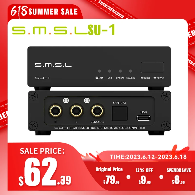 SMSL SU-1 MQA MQA-CD Audio Decoder AK4493S XU316 768kHz/32Bit DSD512 SU1 Hi-Res DAC