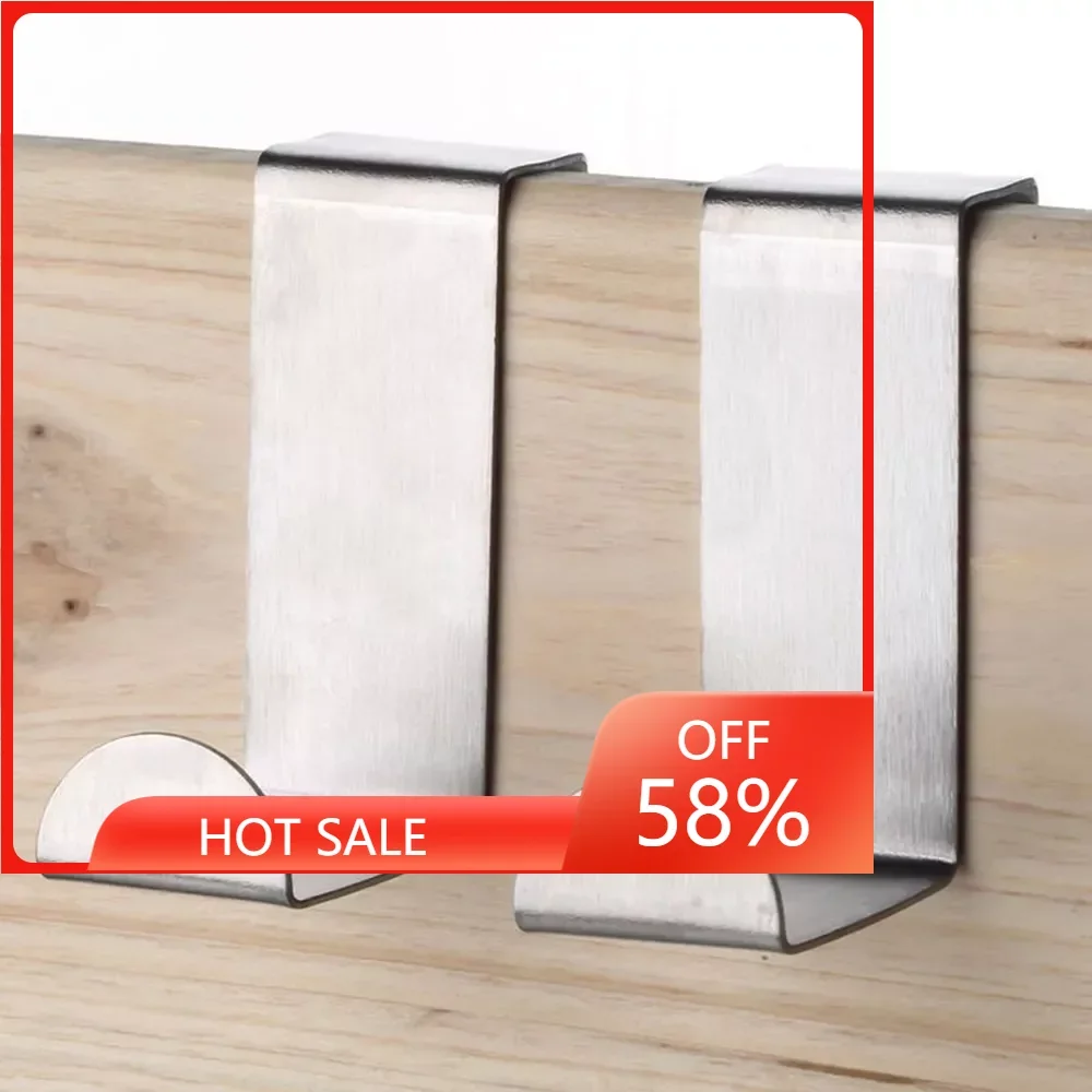 

​4/2Pcs door hanger hook Stainless steel Kitchen Cabinet Draw Over Door Hook Clothes bedroom bathroom Hanger Holder Multi hook