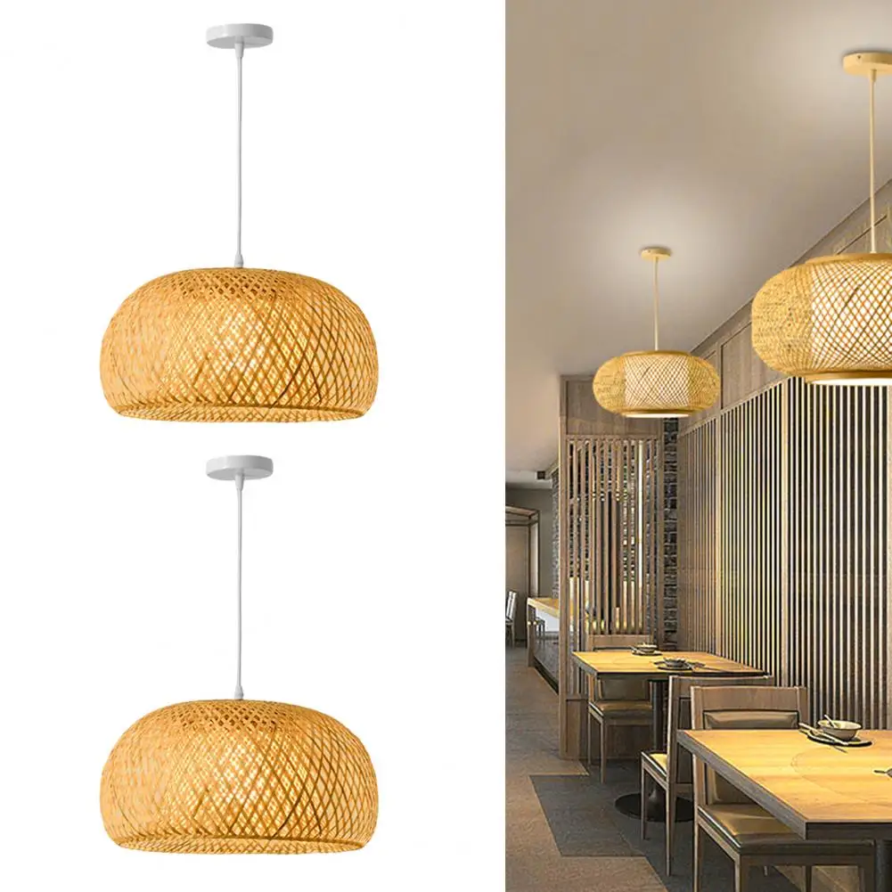 

1 Set Eye-catching Flicker-Free Easy to Install Chandelier Rattan Woven Pendant Lighting Fixture for Household