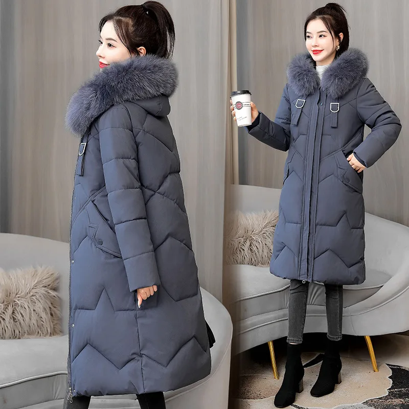 2022 New Down Cotton-padded Clothing Women's Fat Mm Loose Cotton-padded Jacket In A Long Padded Jacket Large Size Coat