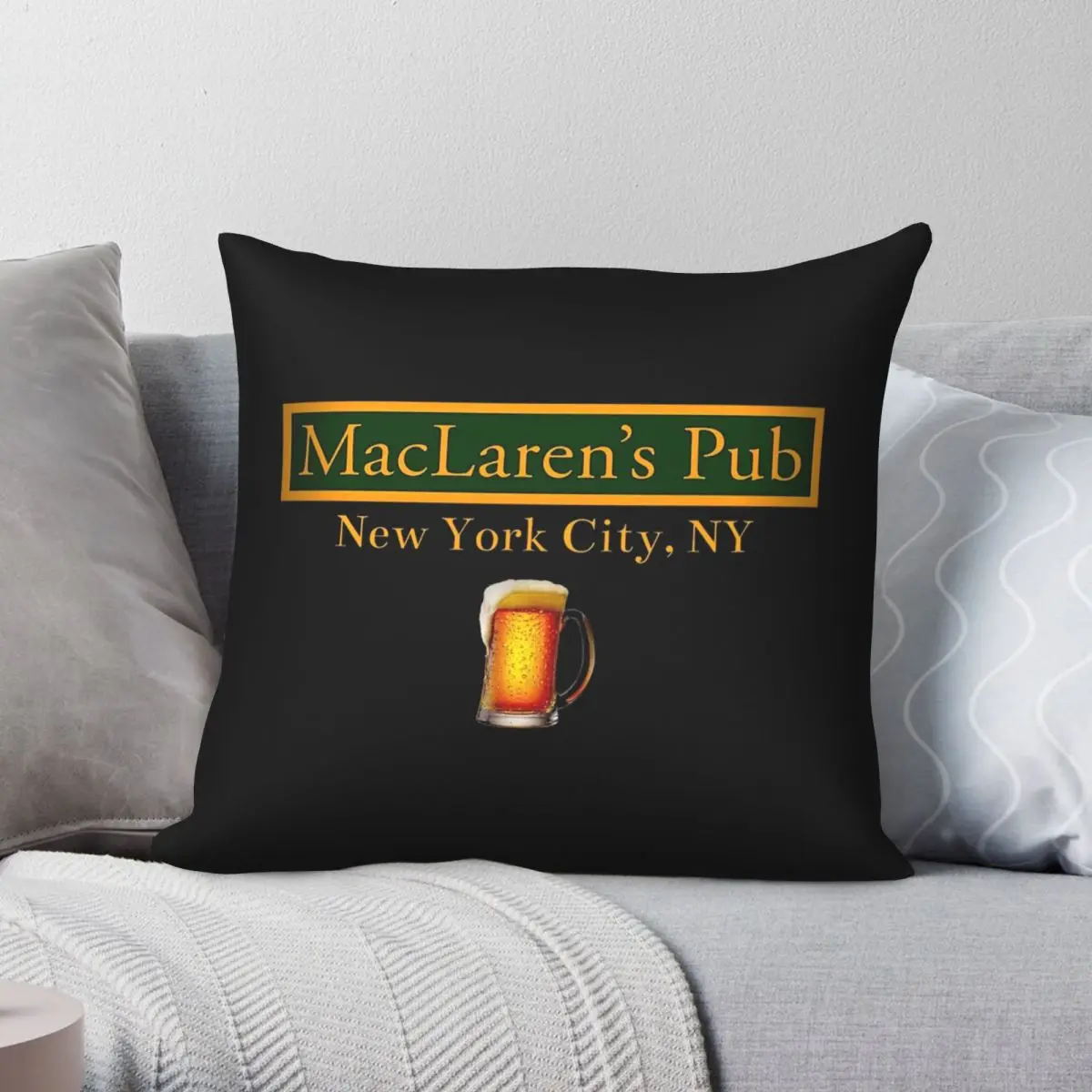 

Чехол для подушки MacLaren's Pub, полиэстеровый льняной бархатный креативный декоративный чехол для подушки на молнии, бриллиантовая Подушка 18 дю...