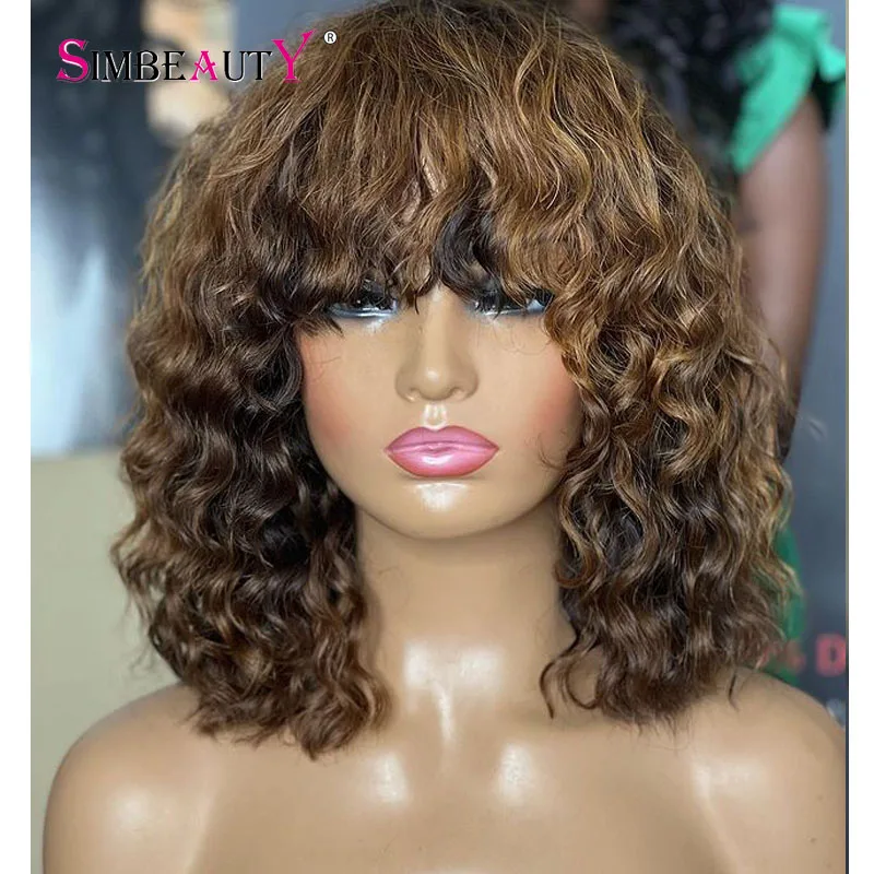 

Светильник-коричневые Надувные вьющиеся 100% человеческие волосы на кружевной передней части, искусственные волосы с предварительно выщипа...