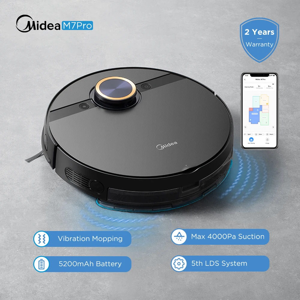 Робот-пылесос Midea M7 PRO, 4000 па, 5200 мАч