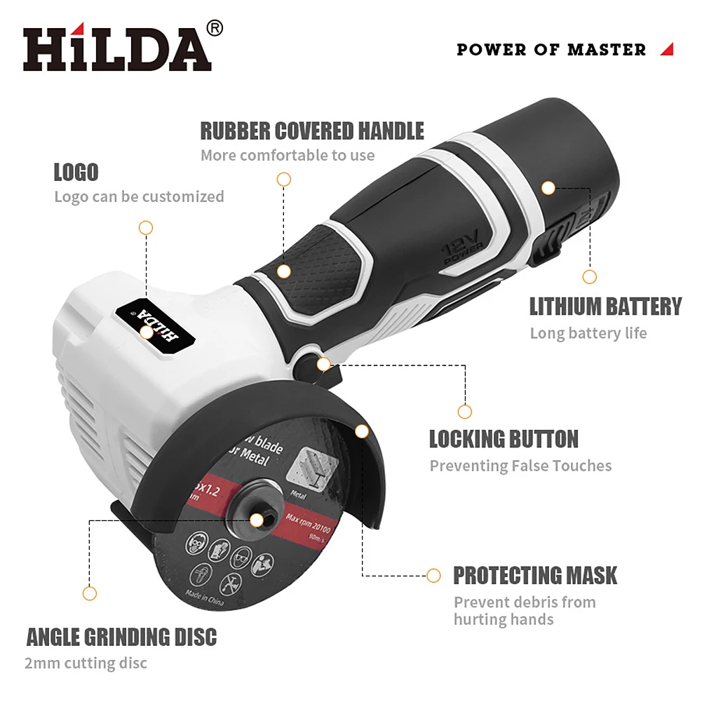 Электрическая ручная мини-шлифовальная машина 2000 мАч 12 В