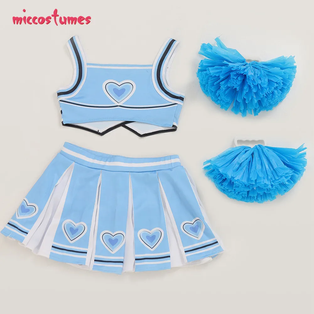 Девочек Костюм школьницы униформа для девочек болельщик костюм синего цвета с