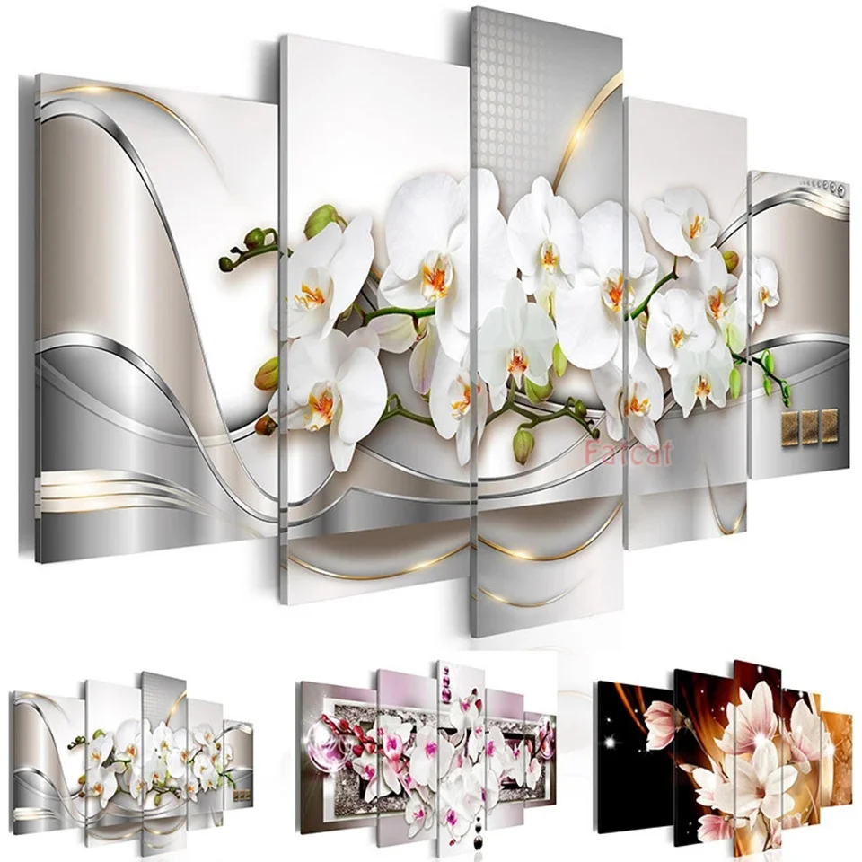 

Diamond Painting Embroidery 5 piece Orchid Flower Painting module Diamond Painting Cross Stitch wall art decoration WE793
