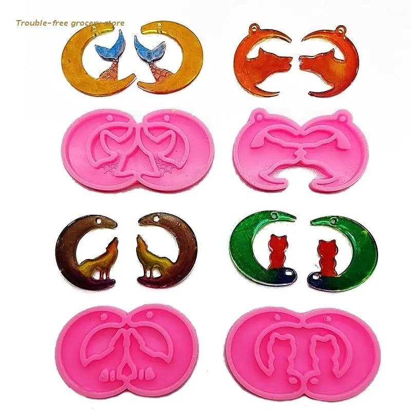 

1/4Pieces Earring Resin Molds Silicone Earring Pendant Molds for Jewelry Making