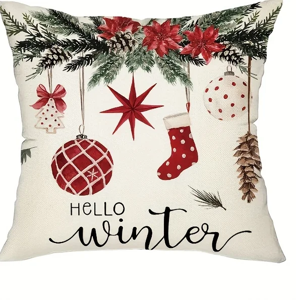 

Набор декоративных подушек xxihlive из льна и хлопка с новогодним узором