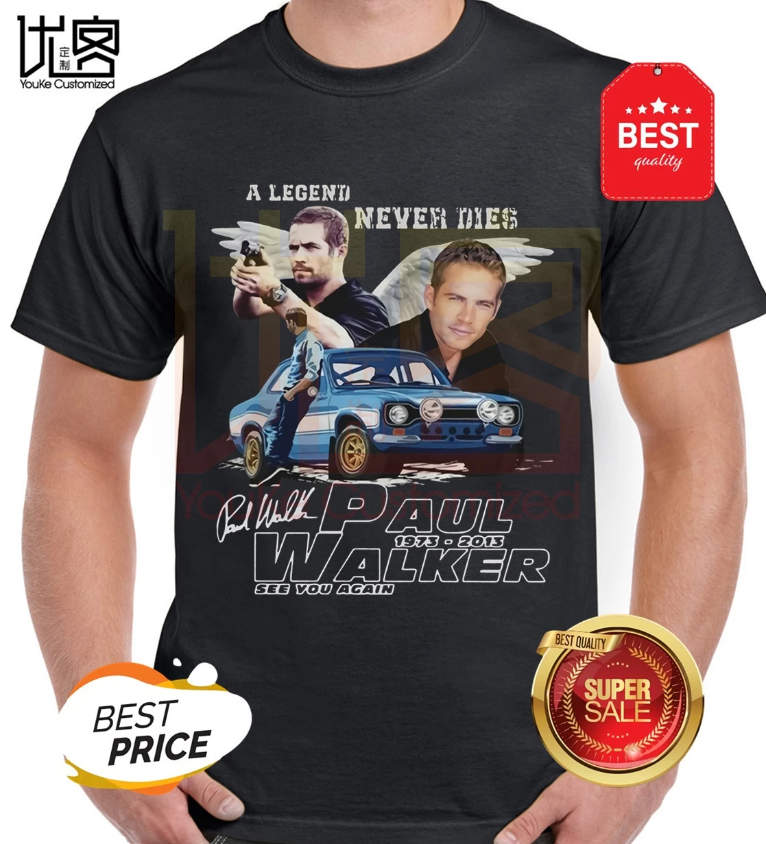 

a legends never die paul walker see you again shirt funny vintage gift for men's women's 100% cotton short sleeves tops tee