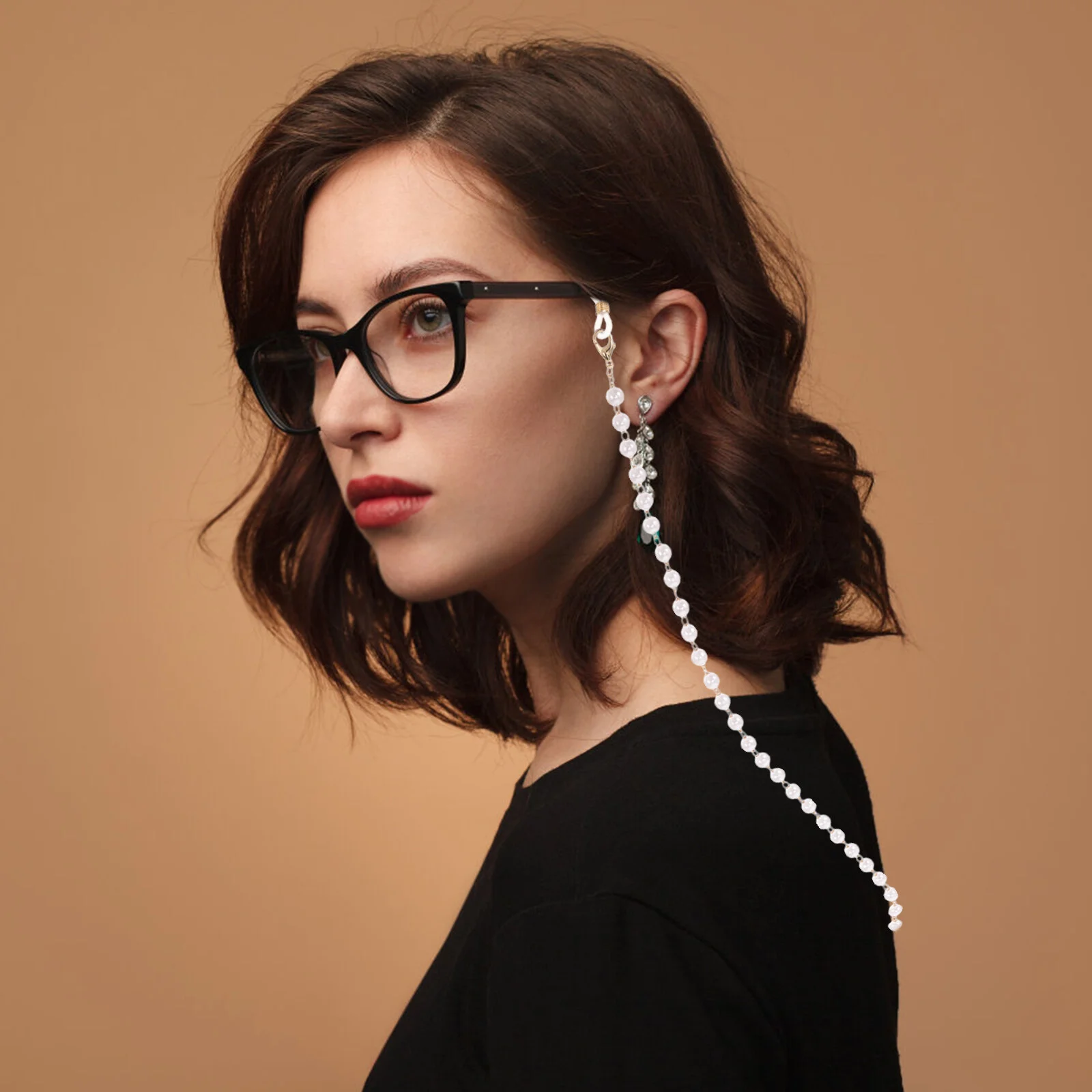 

2 Pcs Beaded Choker Gold Silver Eyeglass Necklace Holder Women Mask Pearl Lanyard Glasses Chains Stylish Miss