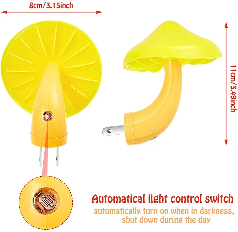 Светильник ночной LED "Гриб" с датчиком, настраиваемая миниатюрная магическая подсветка для детей.