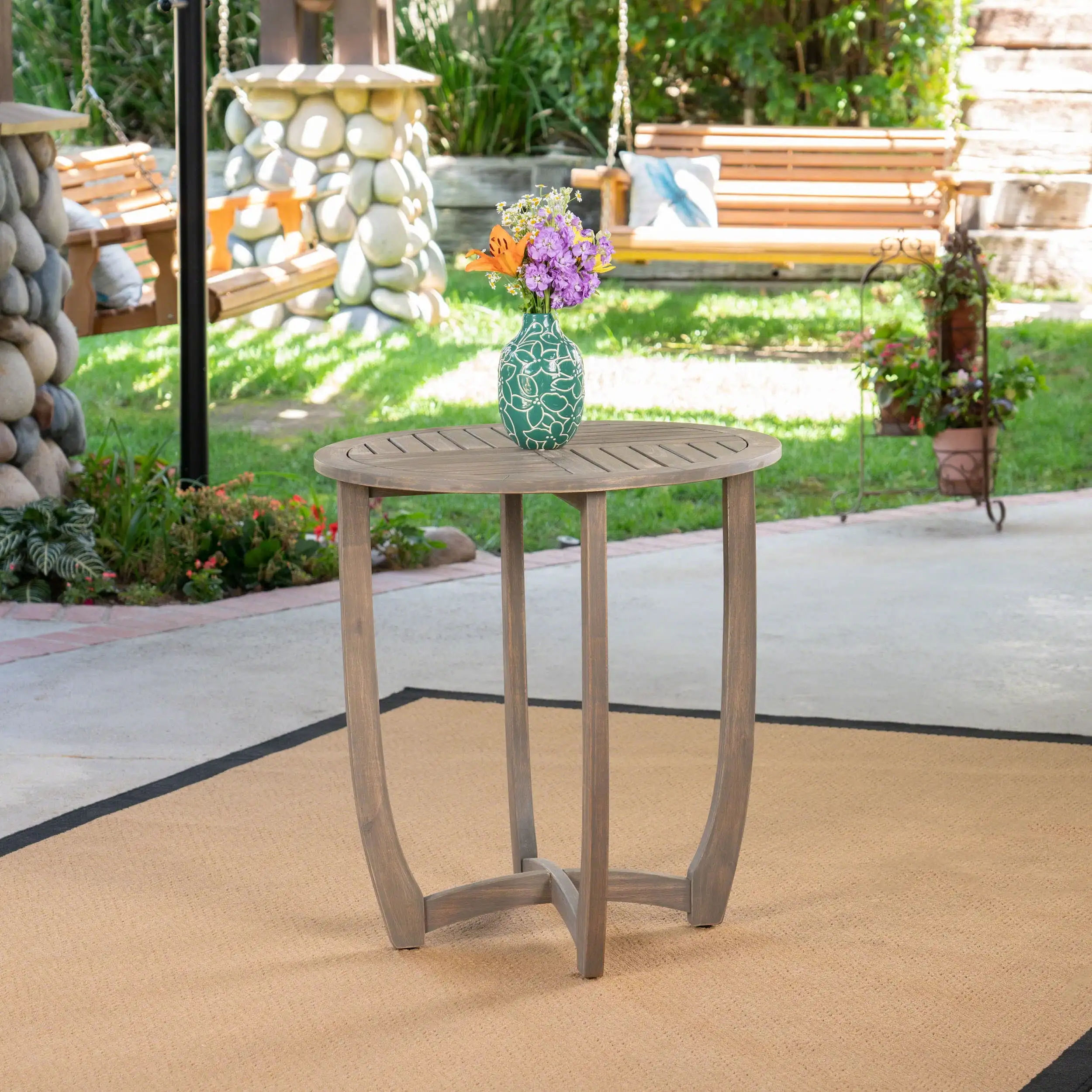 

Cabrera Outdoor Acacia Wood Bistro Table, Gray