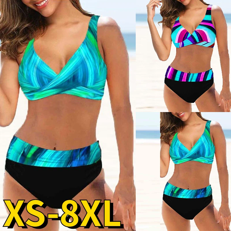 

Women High Waist Bathing Suit Women New Design Printing Swimwear Two Piece Set Swimming Suit Bath Suit Loose Bikini Swimsuits