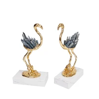 accessories natural white blue crystal stone copper crane furnishings living room study office home decor gifts