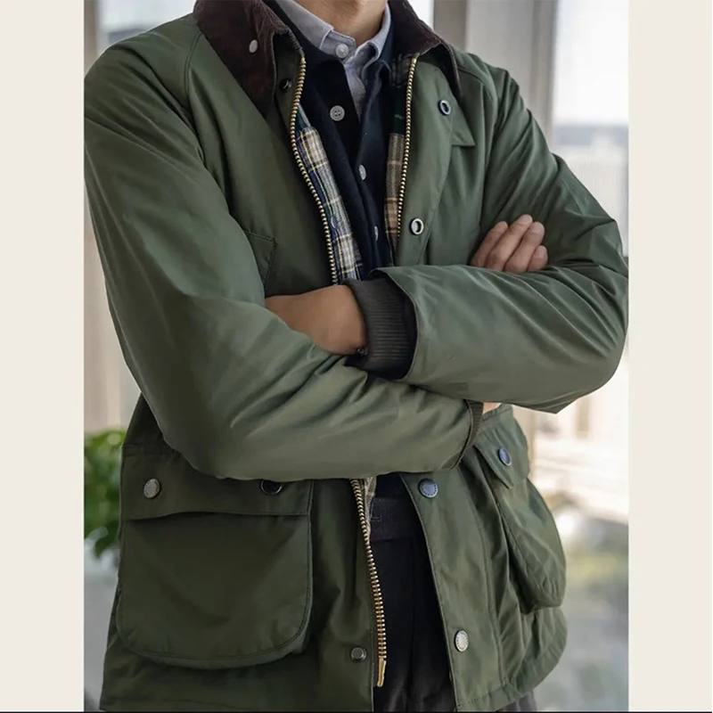 

Vintage Hunting Jacket Men Autumn Winter Oil-free Wax Multi-pocket Waterproof Raglan Sleeve Jacket Casual Cardigan Trench Coat