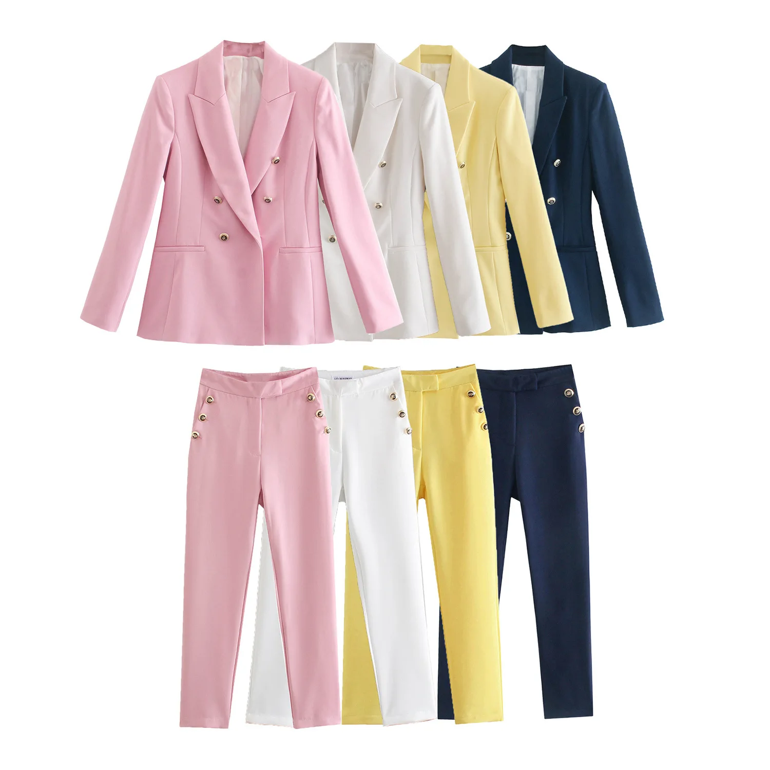 

Женский Повседневный костюм, куртка на осень и зиму, двубортный тонкий офисный женский розовый костюм с отложным воротником, Женская куртка