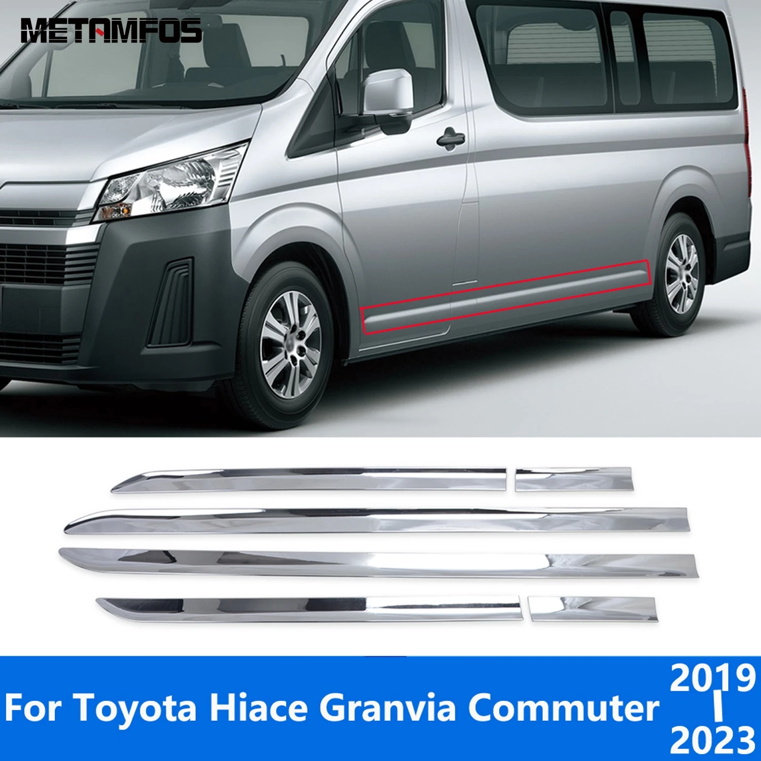 

For Toyota Hiace Granvia Commuter 2019-2021 2022 2023 Carbon Fiber Door Side Line Strip Body Skirt Molding Trim Car Accessories