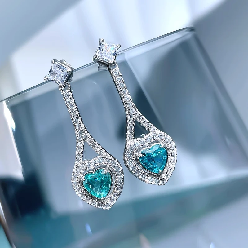 

OANA Light Luxury Daily Pink Diamond Love Color Diamond 925 Sterling Silver Earrings Inlaid Workplace Jewelry Free Shipping