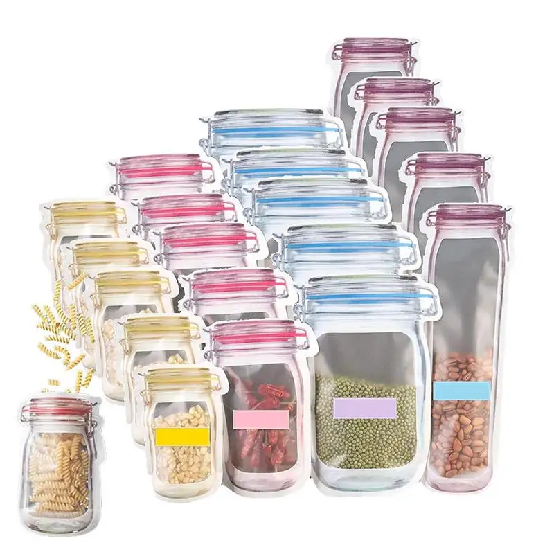 

20 Pcs Mason Jar Bags Reusable Bottles Bag Durable Leakproof Food Storage Pouches Versatile Candy Jars Kitchen Accessories