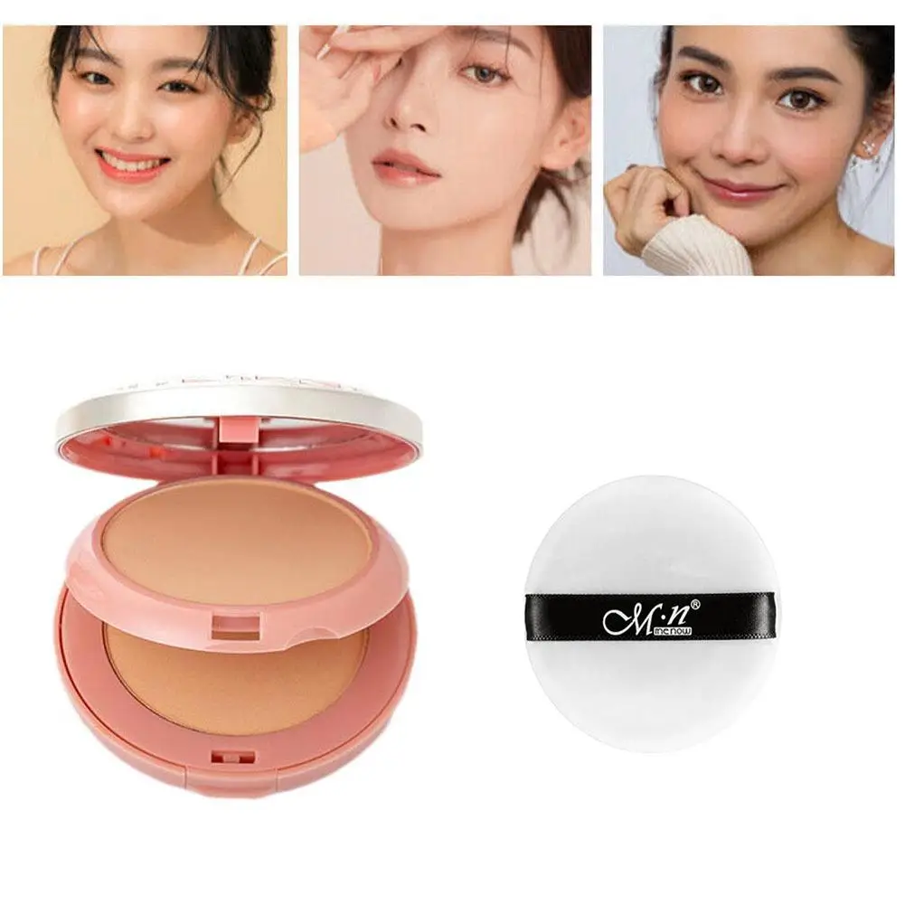 

Natural Mineral Pressed Powder Face Concealer Foundation Compact Powder With Puff Oil-control Brightening Tone Makeup Powder