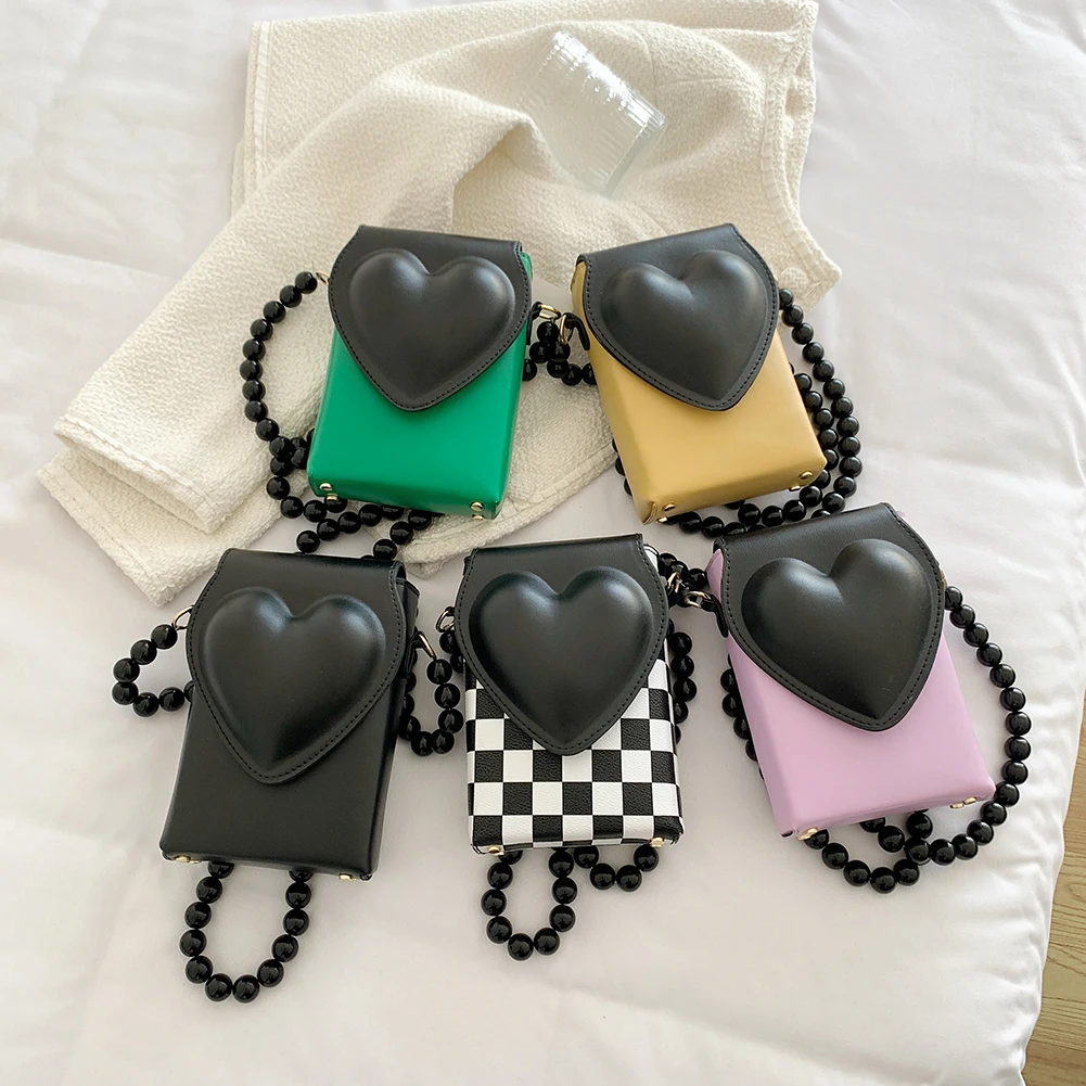 

PU Leather Small Messenger Bags for Female Fashion Heart Flap Crossbody Bags Phone Wallet Pouch Casual Woman Shoulder Bags Tote