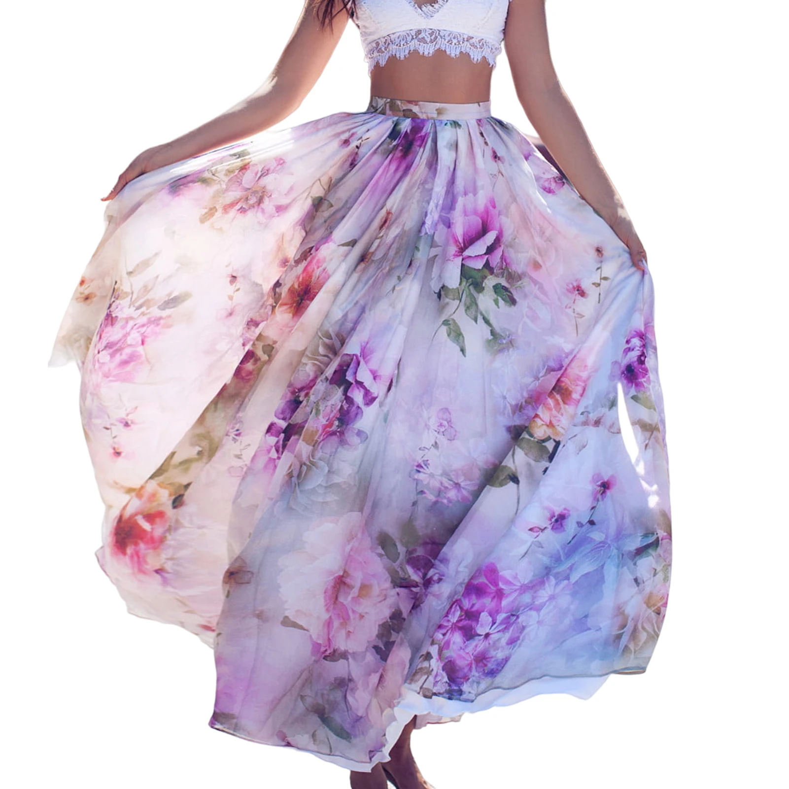 

Женская повседневная юбка в стиле бохо, женская пляжная богемная юбка с цветочным принтом, высокая талия, свободная посадка, макси трапециевидной формы, длинные юбки в стиле бохо
