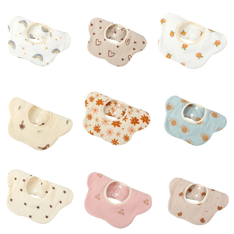 

Baby Bib for Eating Newborn Drooling Bib Saliva Towel High Absorbent Burp Cloth Infant 6-Layer petal-shaped Neck Scarf