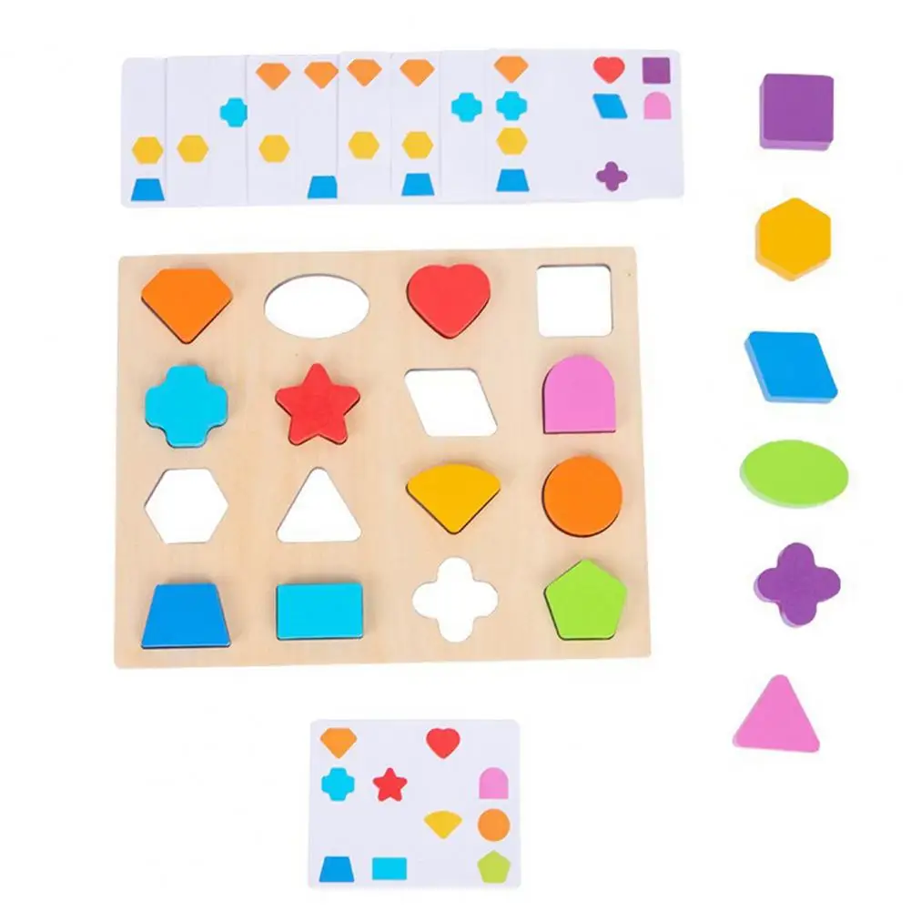 

1 Set Wooden Blocks Cognition Ability Pairing Improve Hand-eye Coordination Bright Colors Children's Wooden Puzzle Shapes Toys